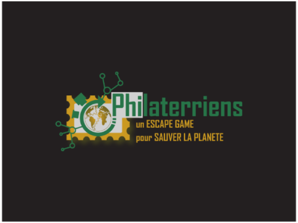 Ecran d'accueil du serious game numérique de l'Adphile. On voit le logo du jeu "Philaterriens"