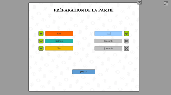 capture d'écran de la sélection des joueurs sur le portage numérique de Wikeys